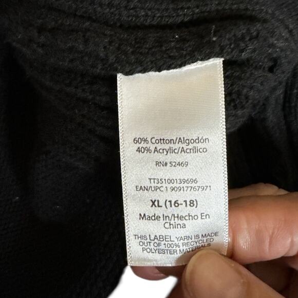 Time and Tru Women's Open Front Shawl Collar Cozy Cardigan Size XL Black NWT - Picture 8 of 8